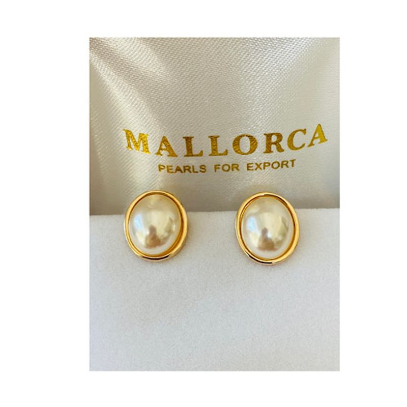 MALLORCA - AROS CLIP PERLAS DE MALLORCA 12MM ENCHAPADOS EN ORO DE 18K