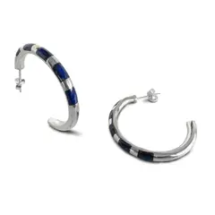 ANDREA COGGIOLA JOYAS - Aros Argolla Cebra Lapislázuli Plata Fina 925