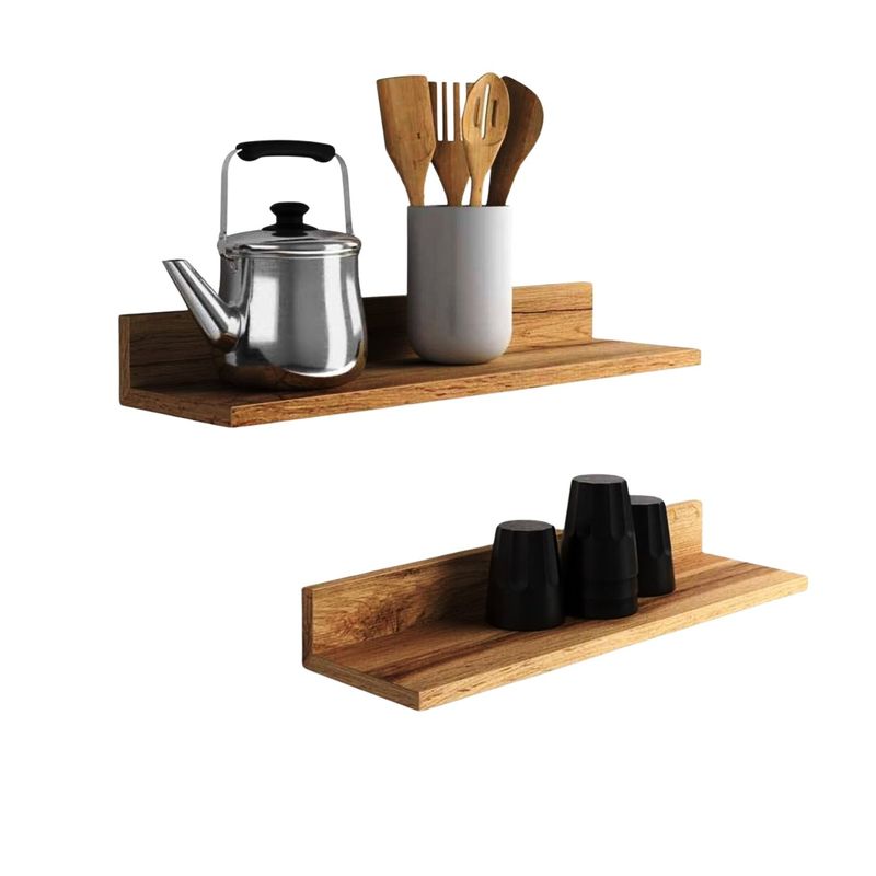 IMPORTCLICK - Set 4 Repisas Flotantes Rectas Soporte Café Claro 2