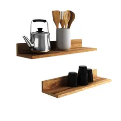 IMPORTCLICK - Set 4 Repisas Flotantes Rectas Soporte Café Claro 2