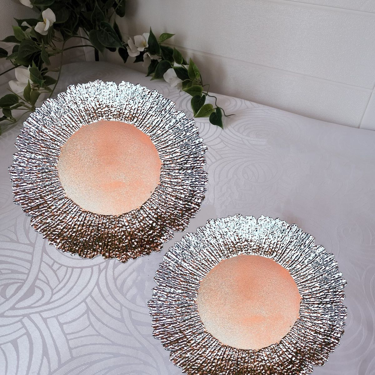 GENERICO - Pack 2 Bandejas & Plato Base Redondo - Plateado