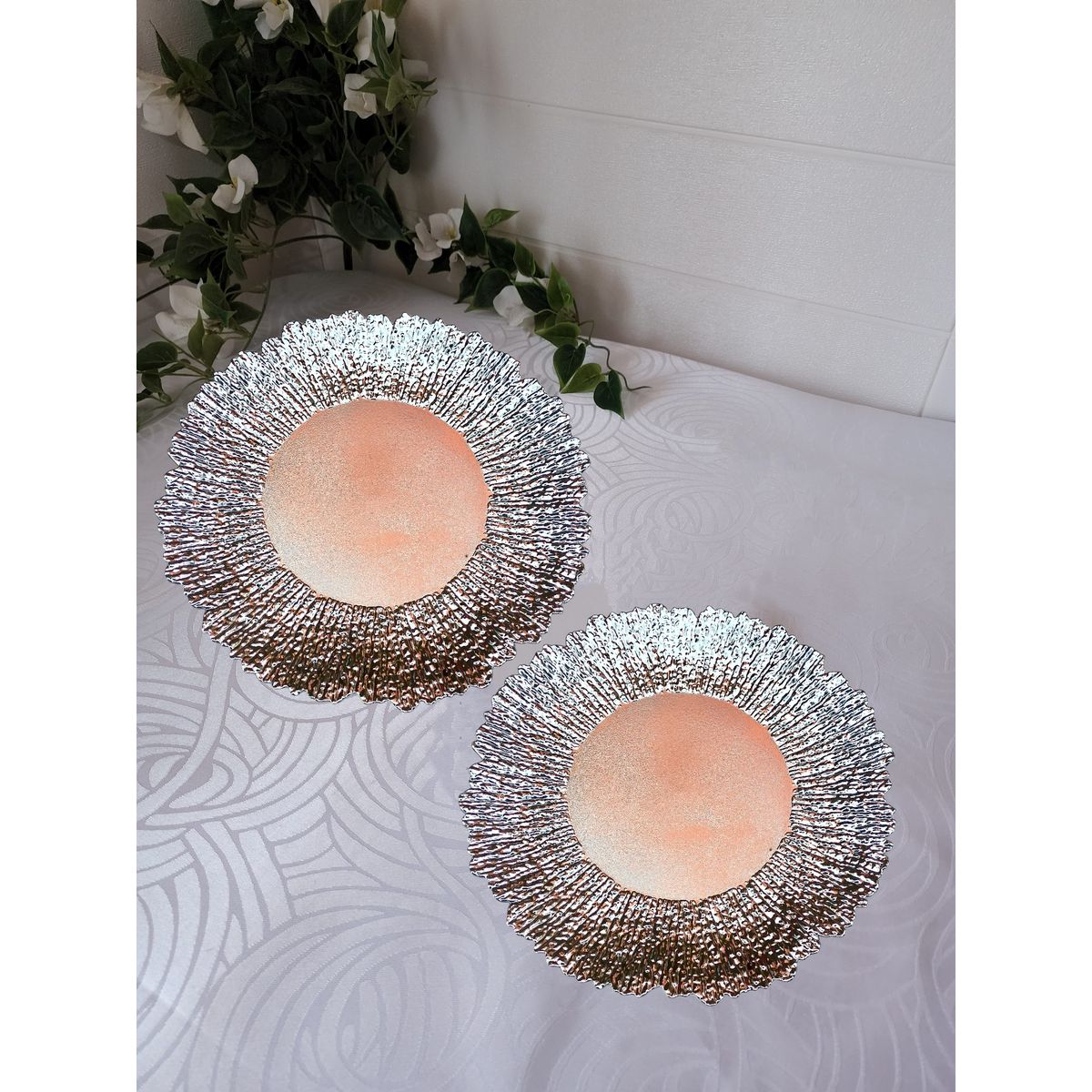 GENERICO - Pack 2 Bandejas & Plato Base Redondo - Plateado