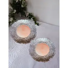 GENERICO - Pack 2 Bandejas & Plato Base Redondo - Plateado