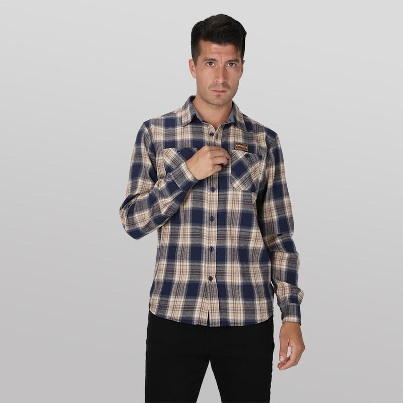 GANGSTER - Camisa ML Franela Rustic Cafe Gangster