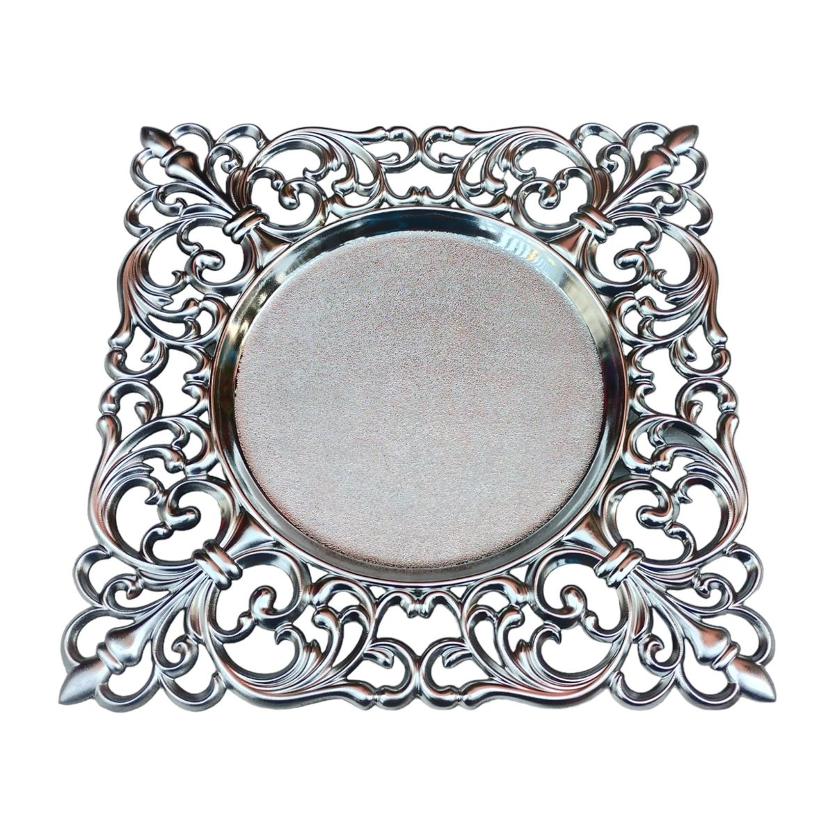 GENERICO - Pack 2 Bandejas & Plato Base Cuadrado - Plateado