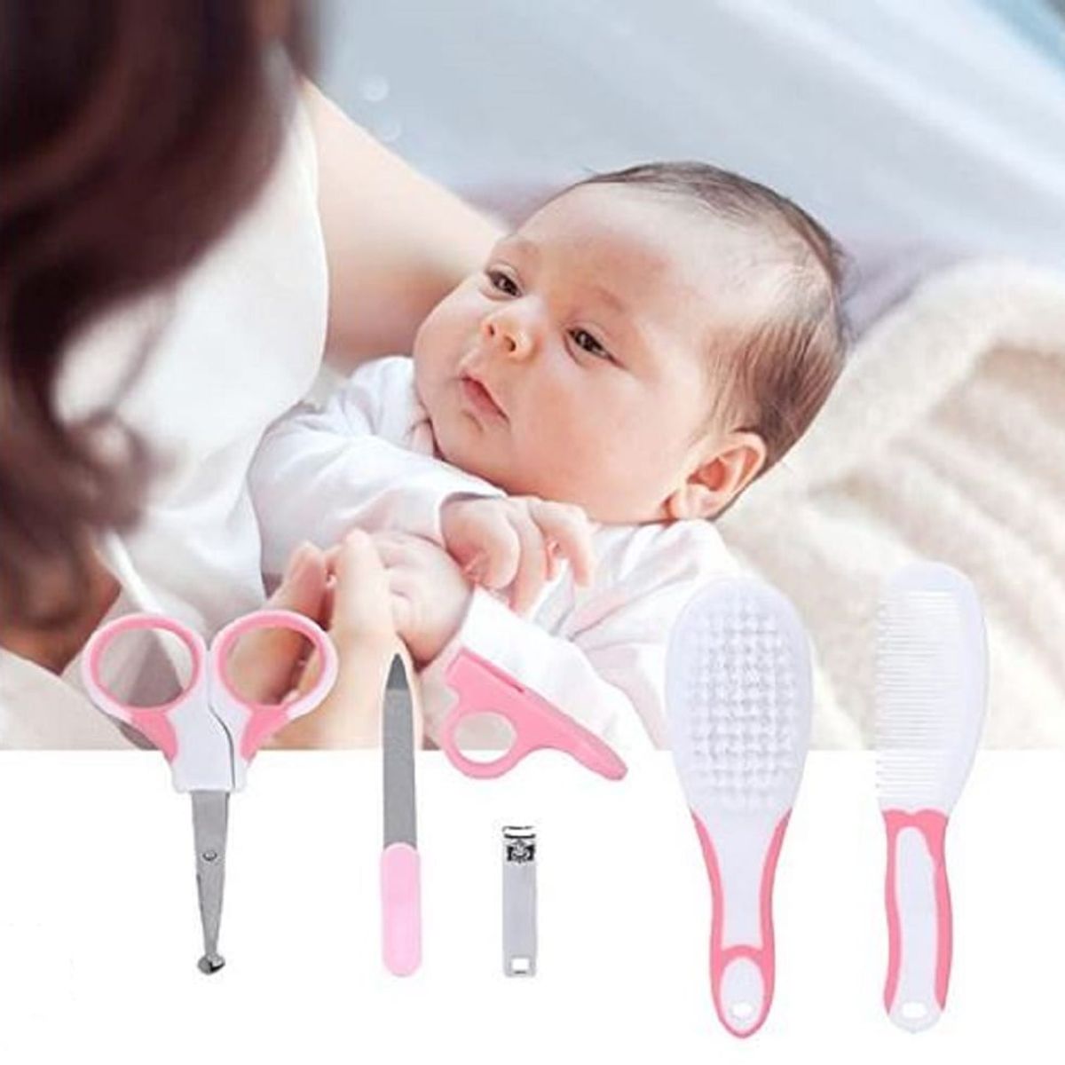 GENERICO - Set 6 Piezas Higiene Uñas Cuidado Bebes Color Rosado