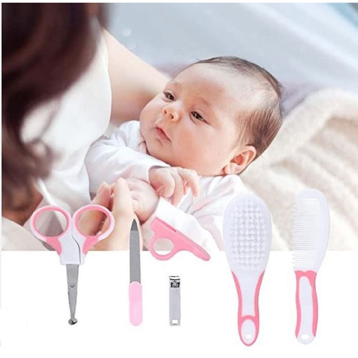 GENERICO - Set 6 Piezas Higiene Uñas Cuidado Bebes Color Rosado