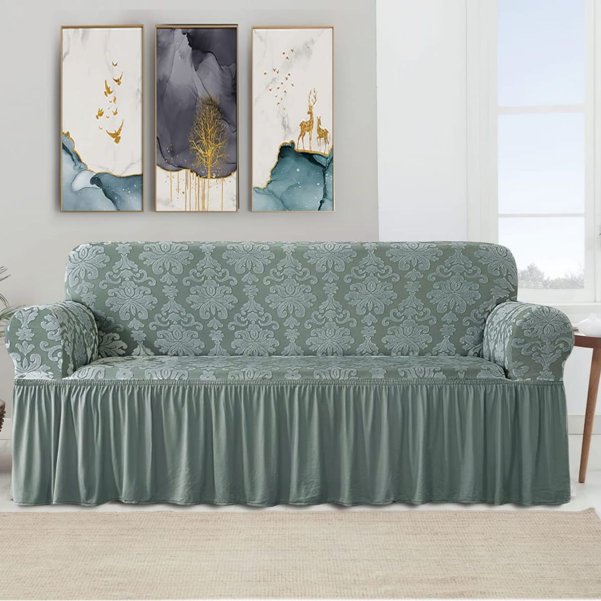 GENERICO - Funda de Sillón 3 cuerpo estilo turco gris claro con relieve