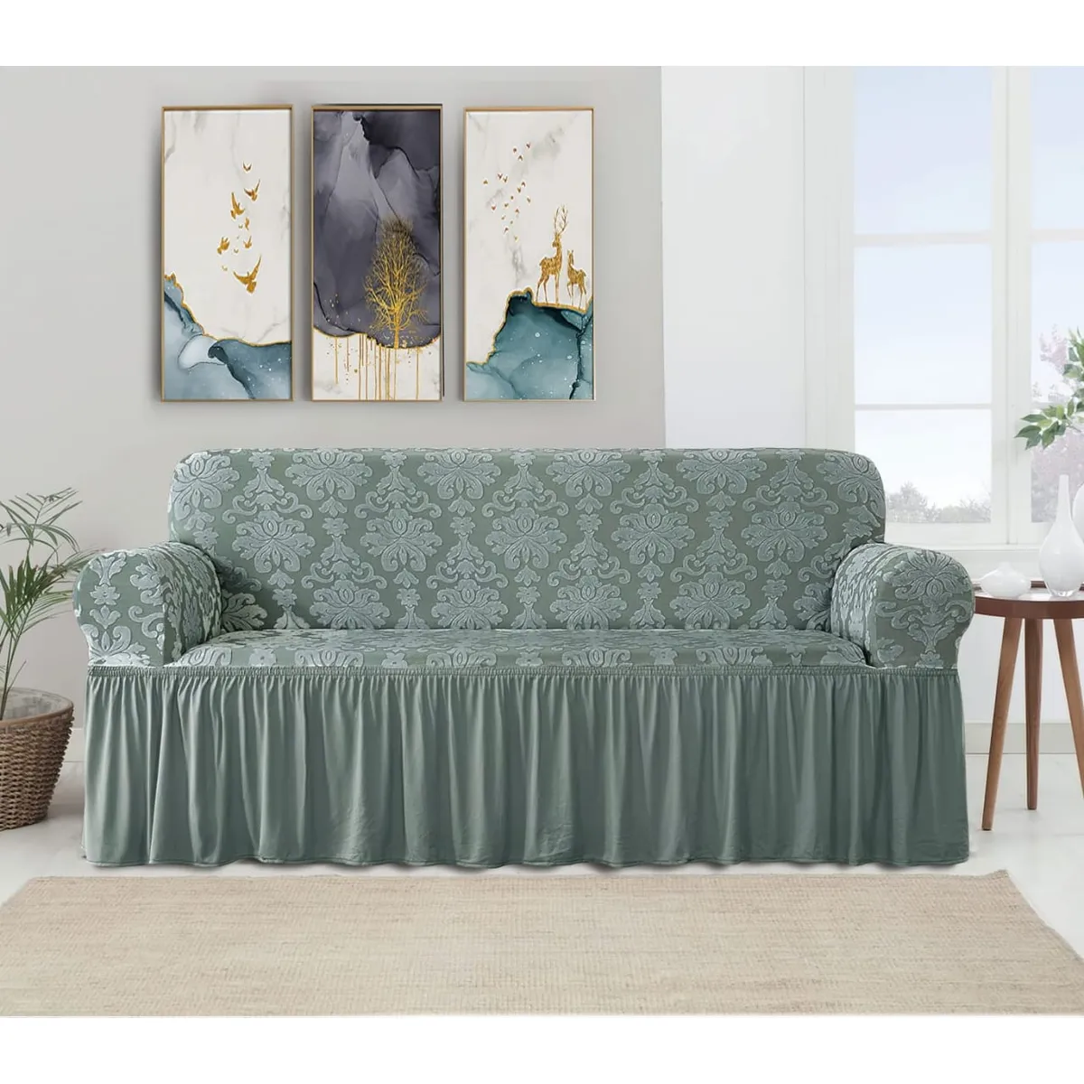 GENERICO - Funda de Sillón 3 cuerpo estilo turco gris claro con relieve