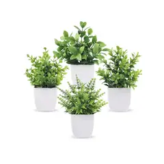 GENERICO - 4 Plantas Artificiales Macetas Decorativas Bonsai Hogar