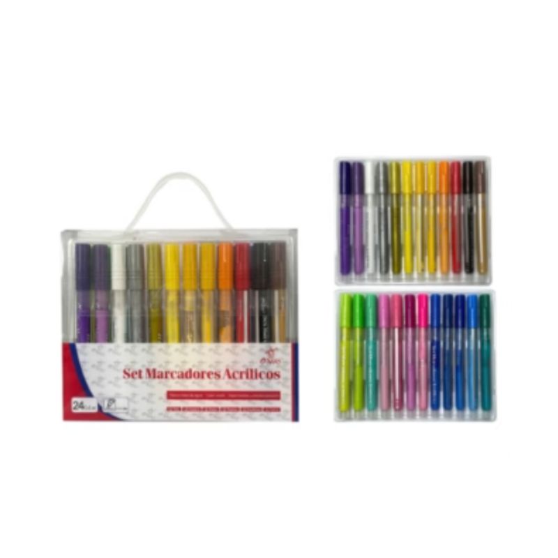 GENERICO - PLUMONES ACRILICOS COLORES SURTIDOS 24PCS