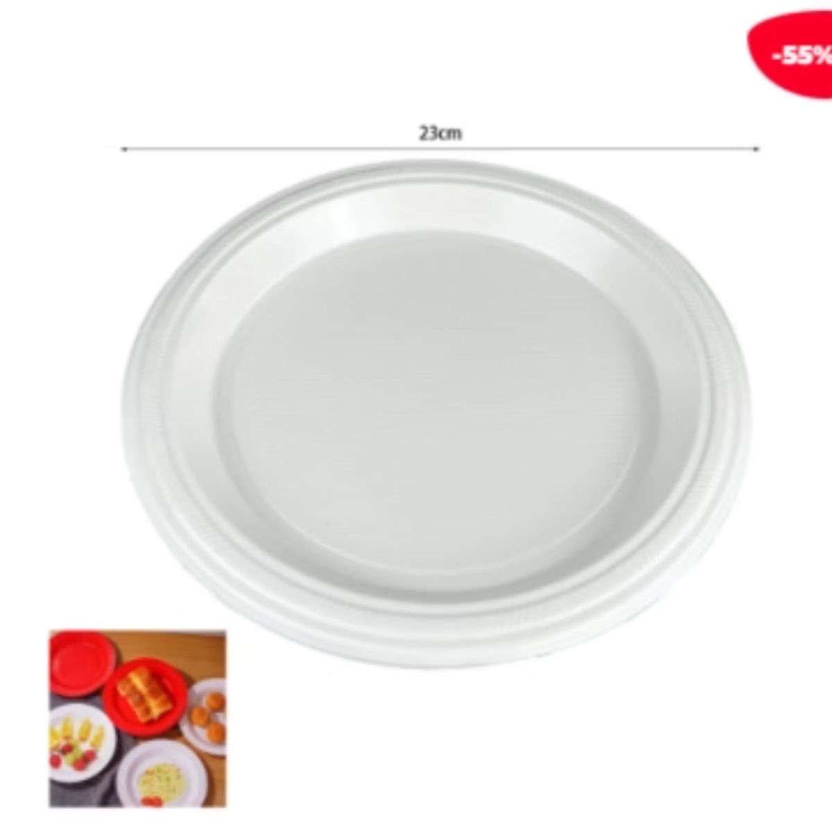 GENERICO - Plato Plastico Blanco 23 X 23 CM 10 Unidades