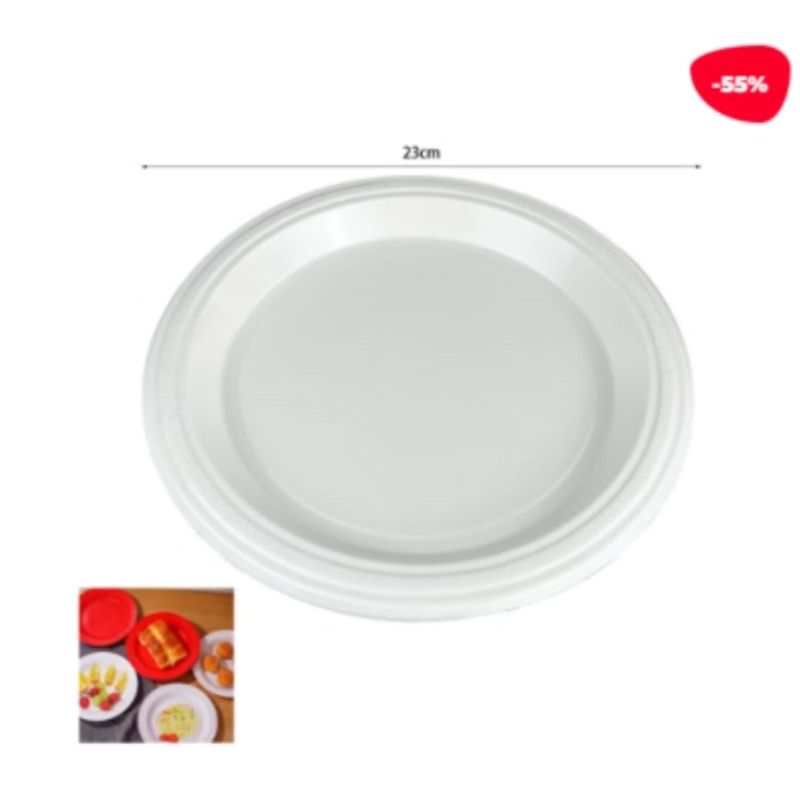 GENERICO - Plato Plastico Blanco 23 X 23 CM 10 Unidades