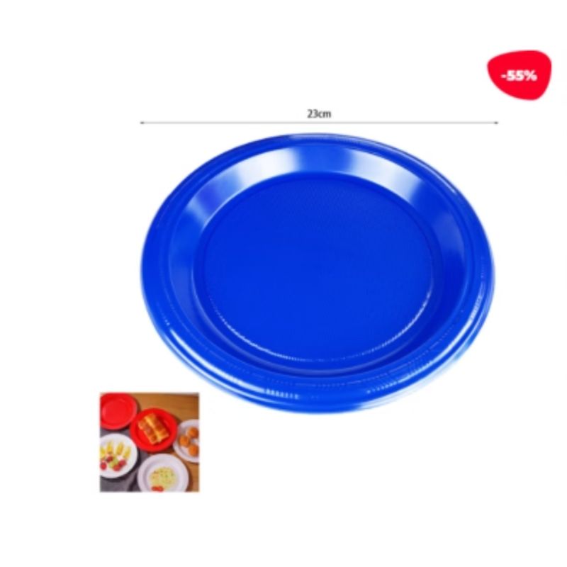 GENERICO - Plato Plastico Azul 23 X 23 CM 10 Unidades.