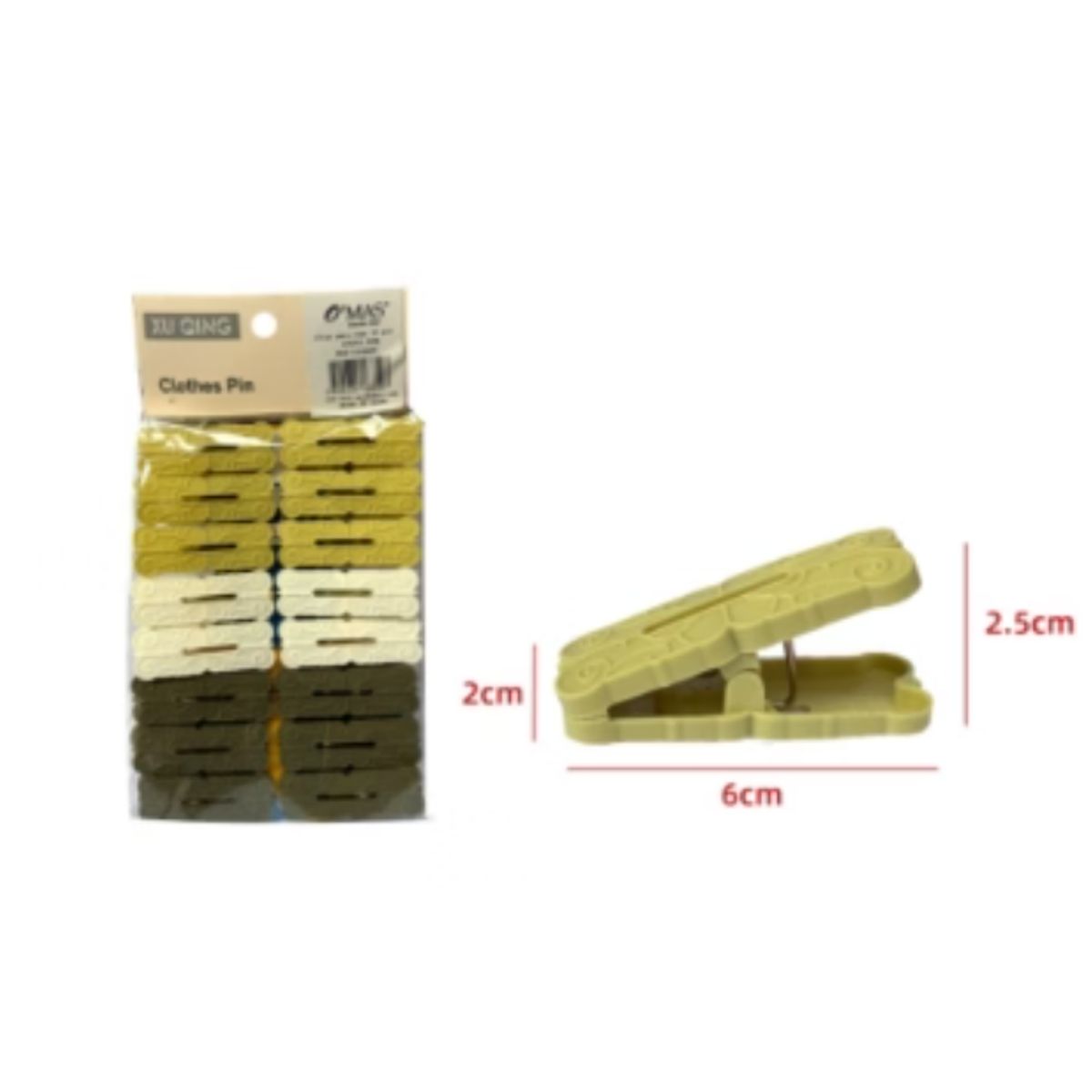 GENERICO - Pinzas Plastica Para Ropa 2X25X6CM 16PCS