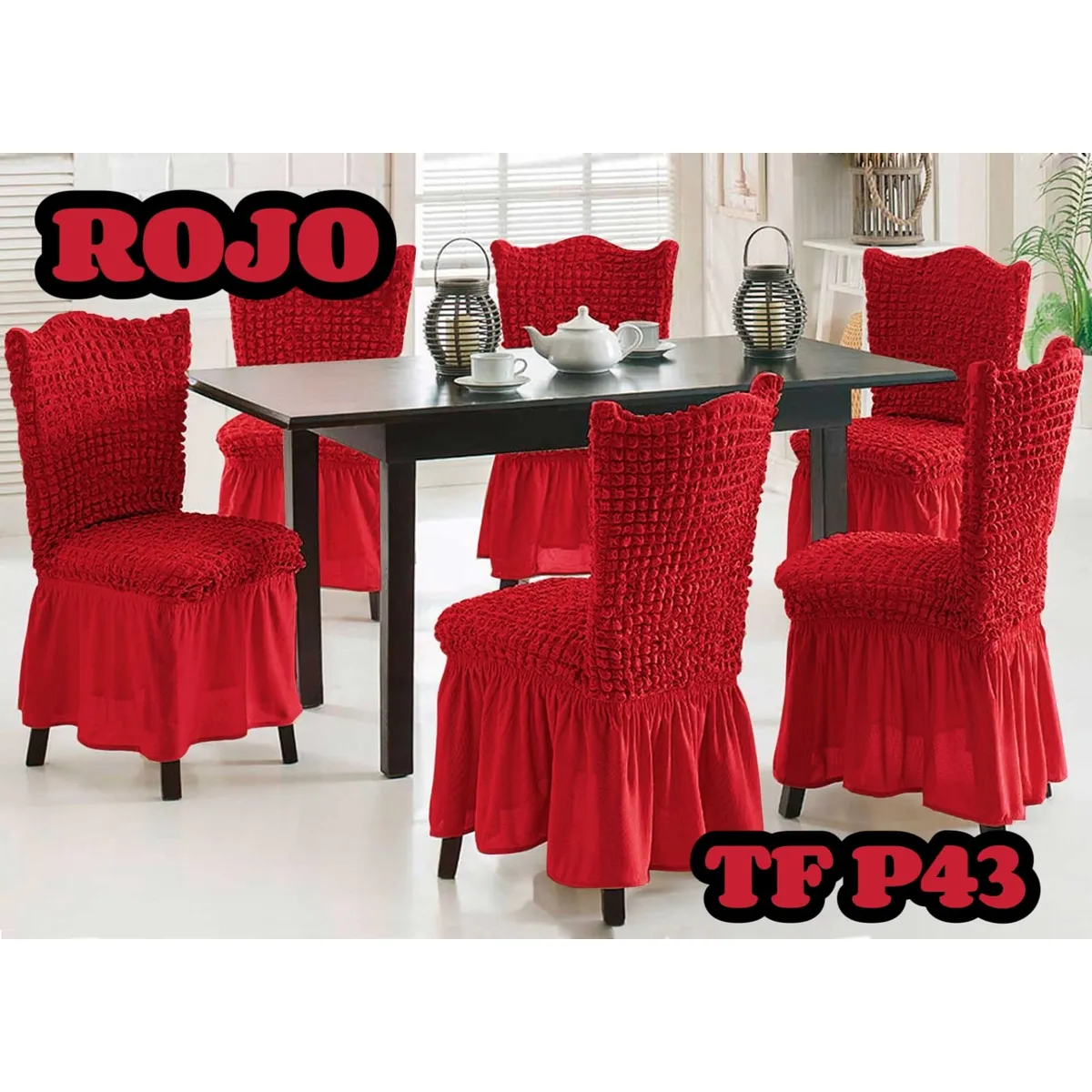 GENERICO - Cubre silla de comedor estilo turco 6 unidades