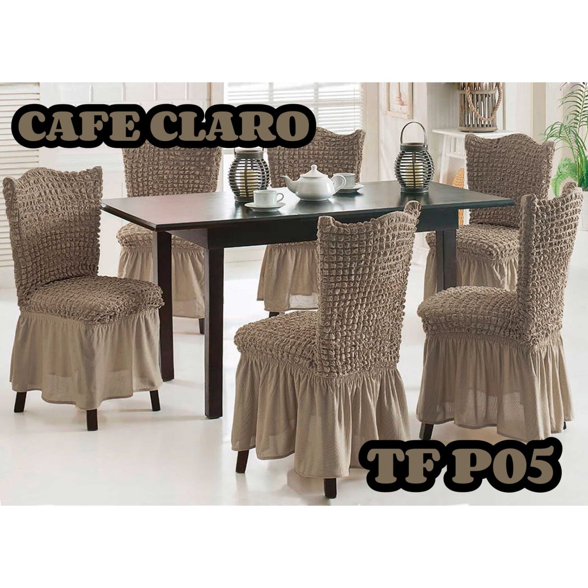 GENERICO - Cubre silla de comedor estilo turco 6 unidades