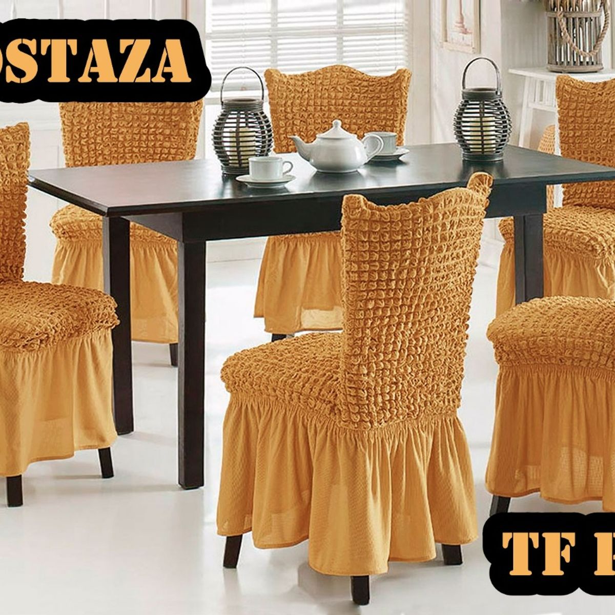 GENERICO - Cubre silla de comedor estilo turco 6 unidades