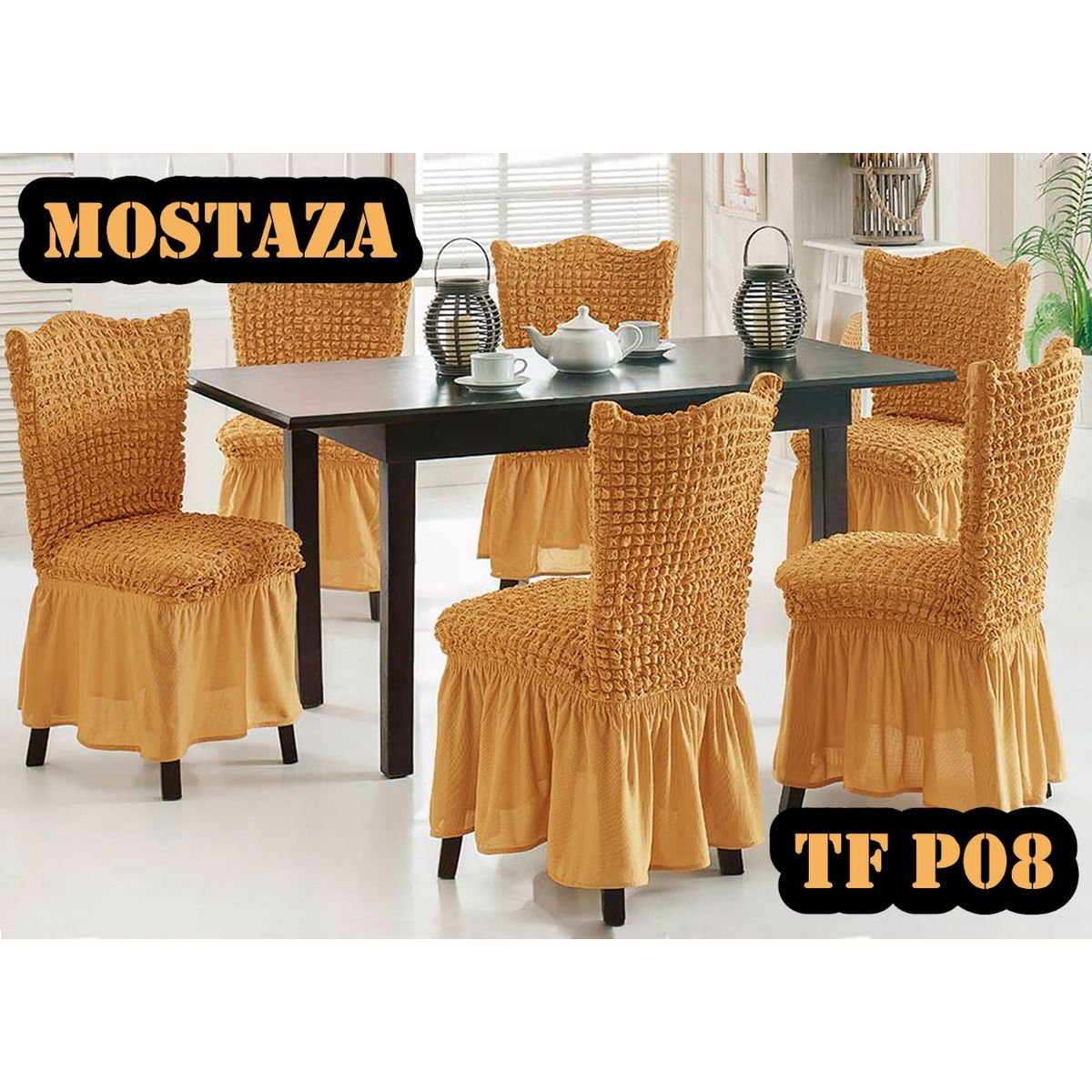 GENERICO - Cubre silla de comedor estilo turco 6 unidades