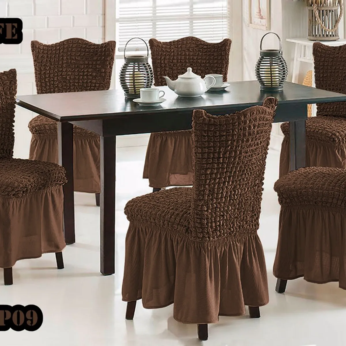 GENERICO - Cubre silla de comedor estilo turco 6 unidades