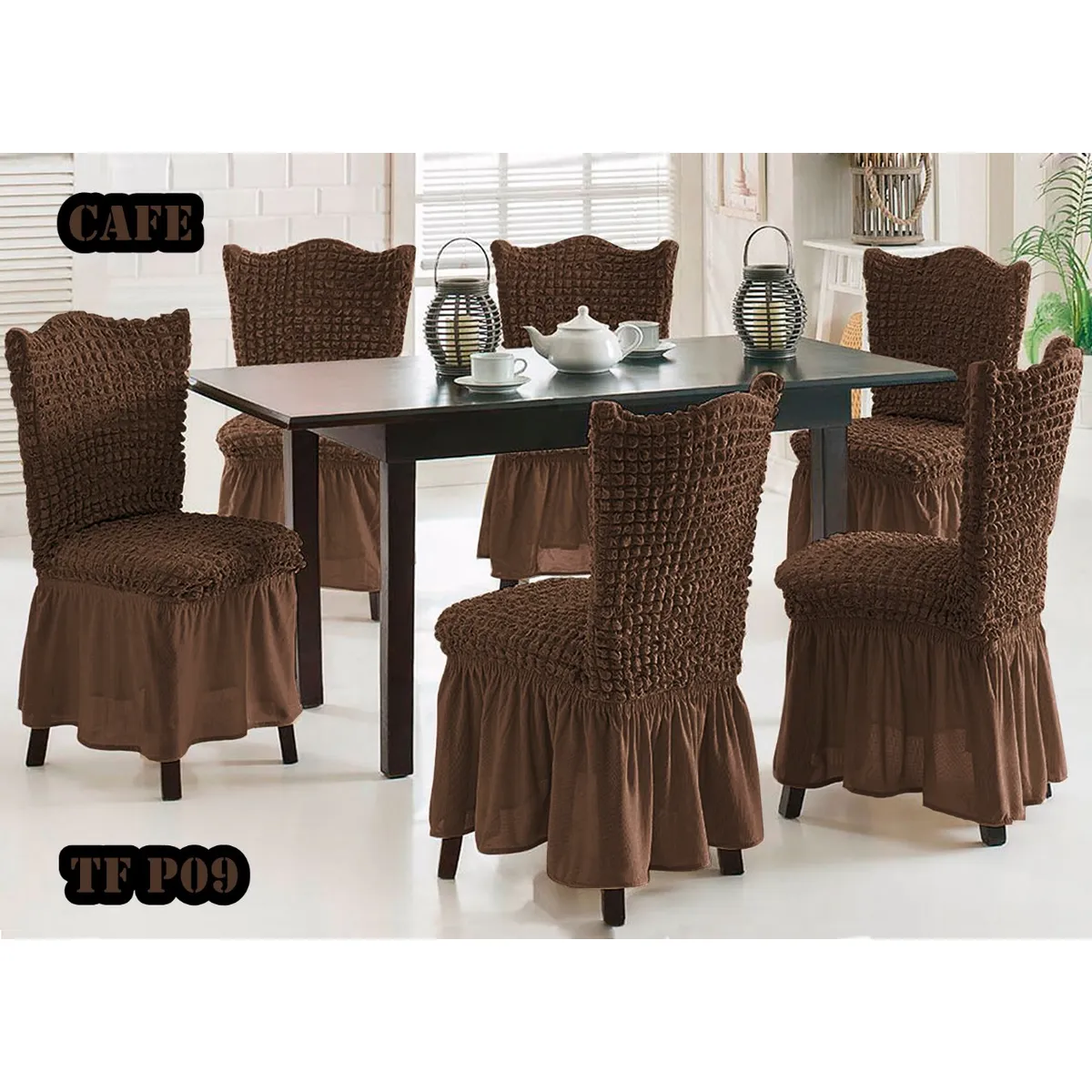 GENERICO - Cubre silla de comedor estilo turco 6 unidades