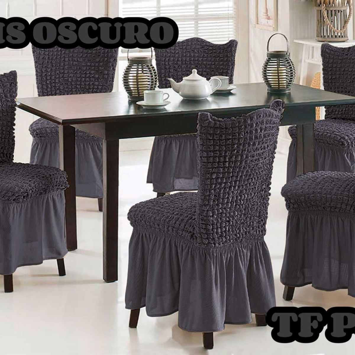 GENERICO - Cubre silla de comedor estilo turco 6 unidades