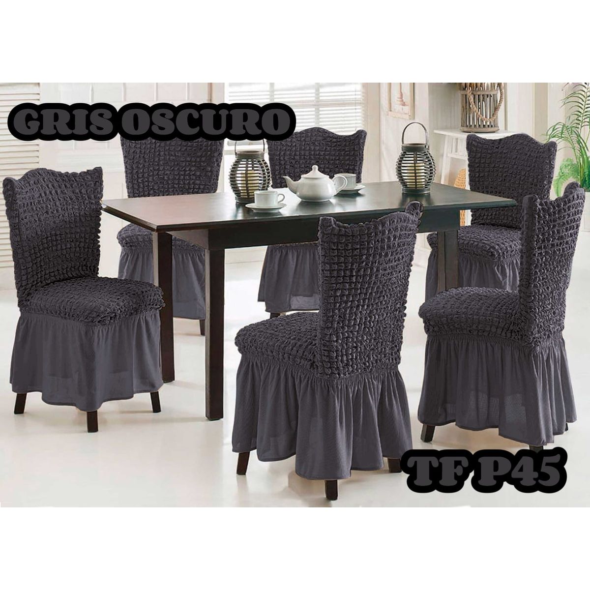 GENERICO - Cubre silla de comedor estilo turco 6 unidades