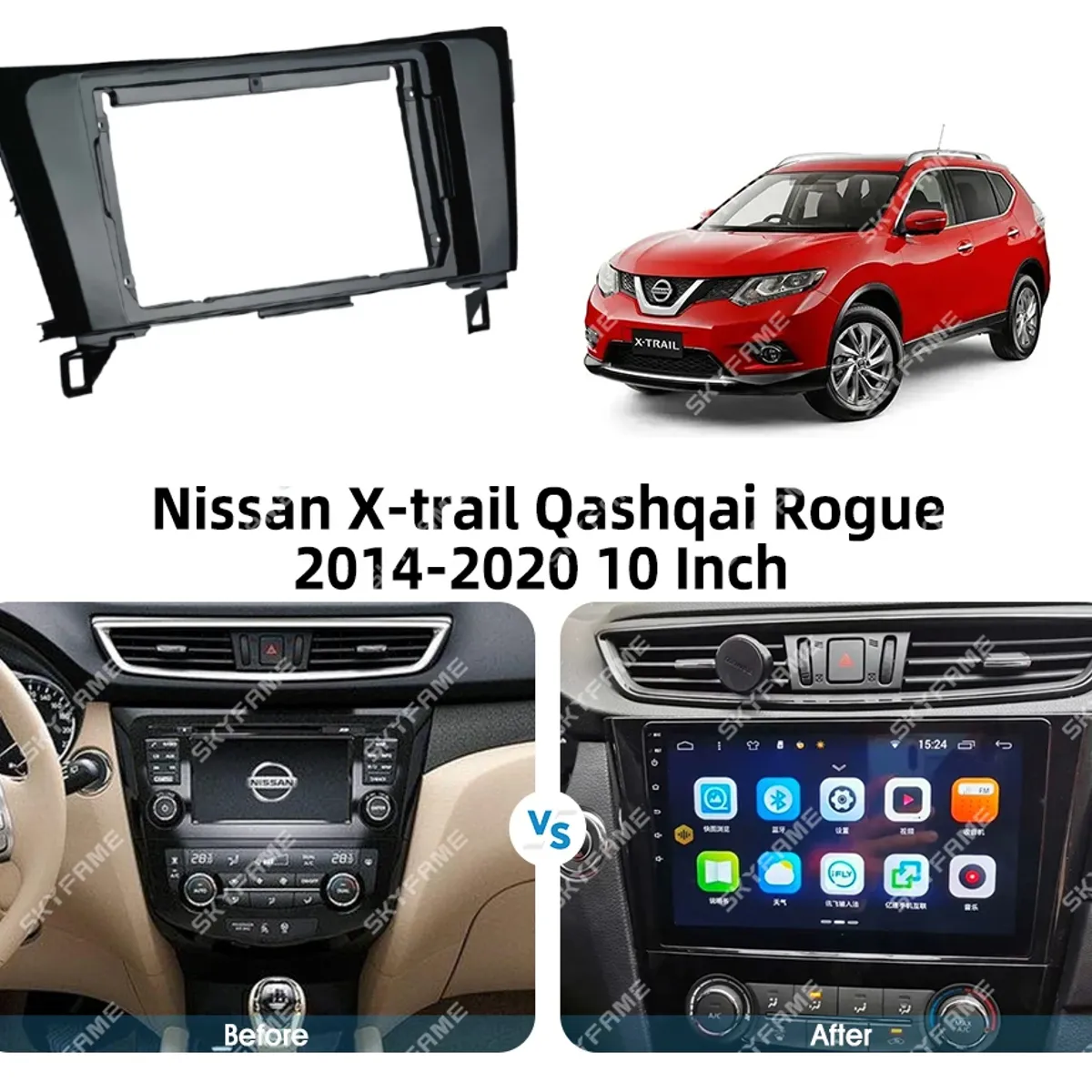 GENERICO - Bisel Adaptador Radio 9pul Nissan Qashqai X-trail 2015-2022