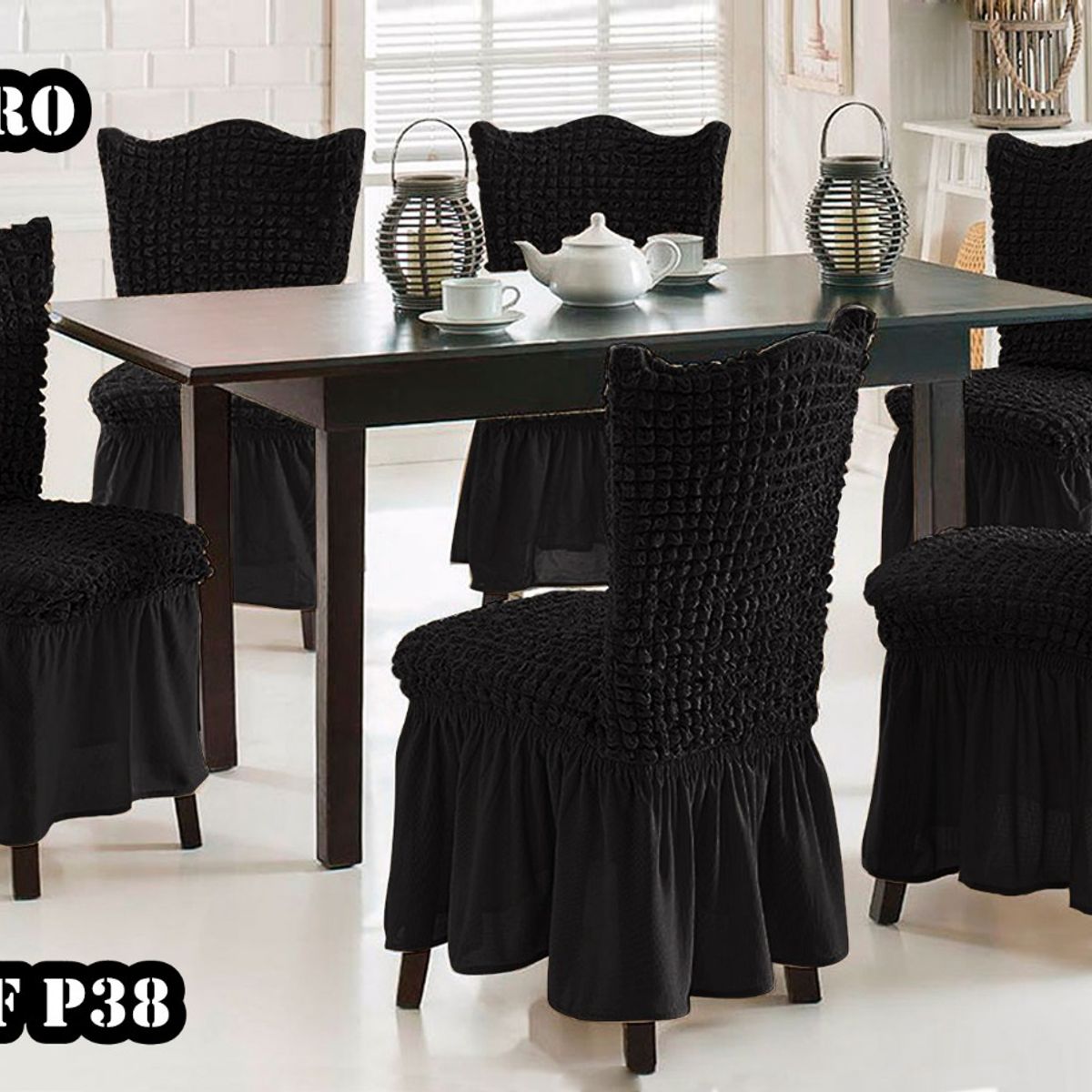 GENERICO - Cubre silla de comedor estilo turco 6 unidades