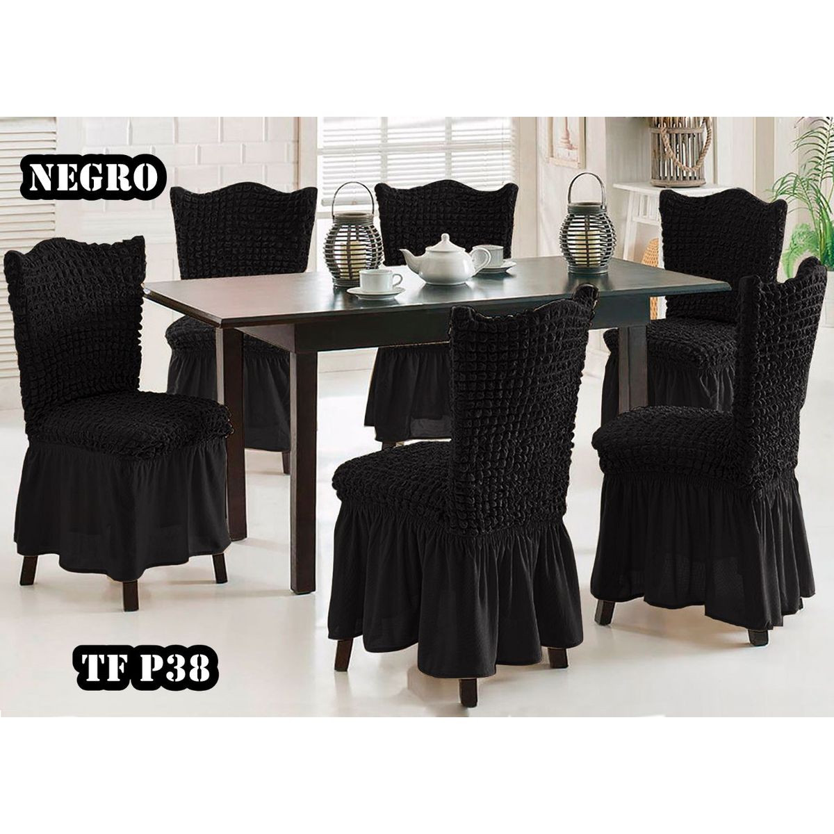 GENERICO - Cubre silla de comedor estilo turco 6 unidades