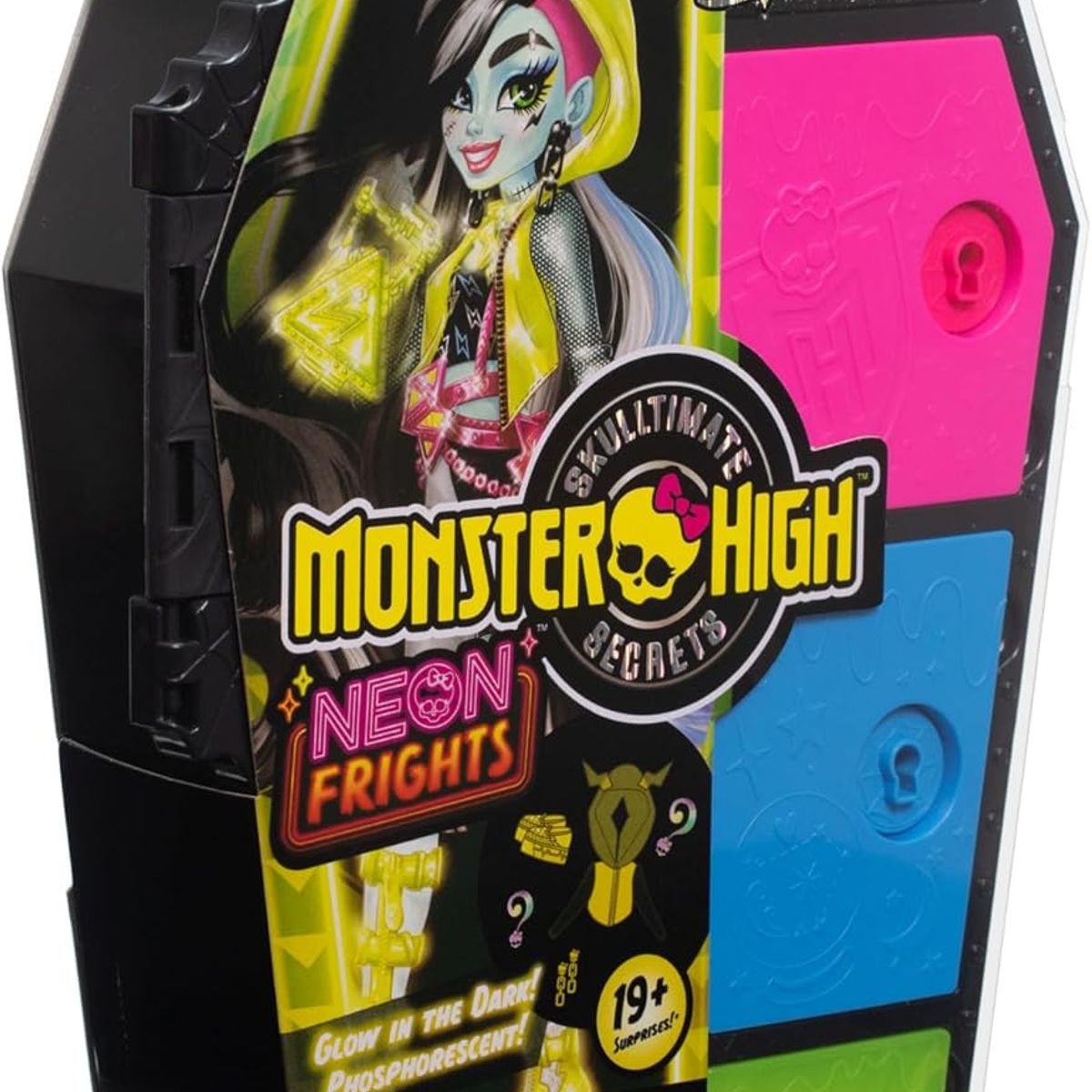 MONSTER HIGH - Monster High frankie stein NEON  Casillero Con 19 Sorpresas