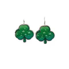 GENERICO - Pendientes de madera diseño de trebol de tres hojas