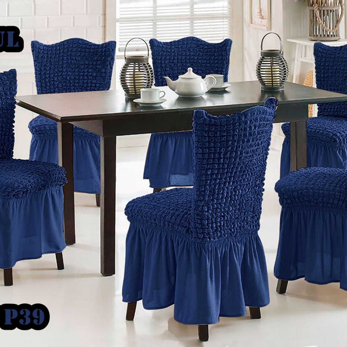 GENERICO - Cubre silla de comedor estilo turco 6 unidades