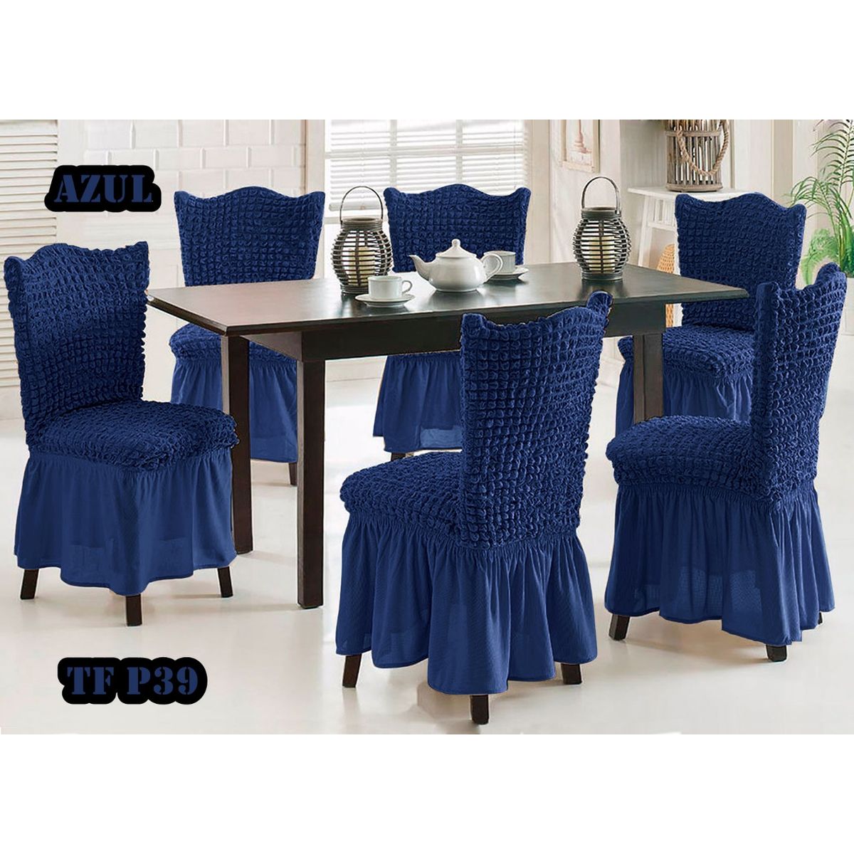 GENERICO - Cubre silla de comedor estilo turco 6 unidades