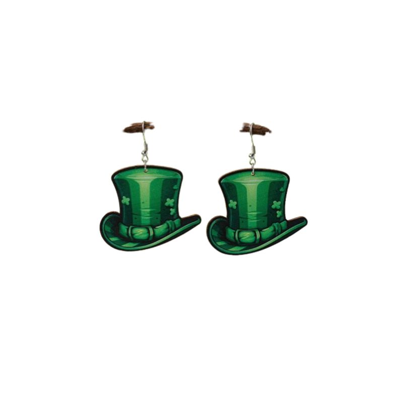 GENERICO - Pendientes de madera diseño de sombrero