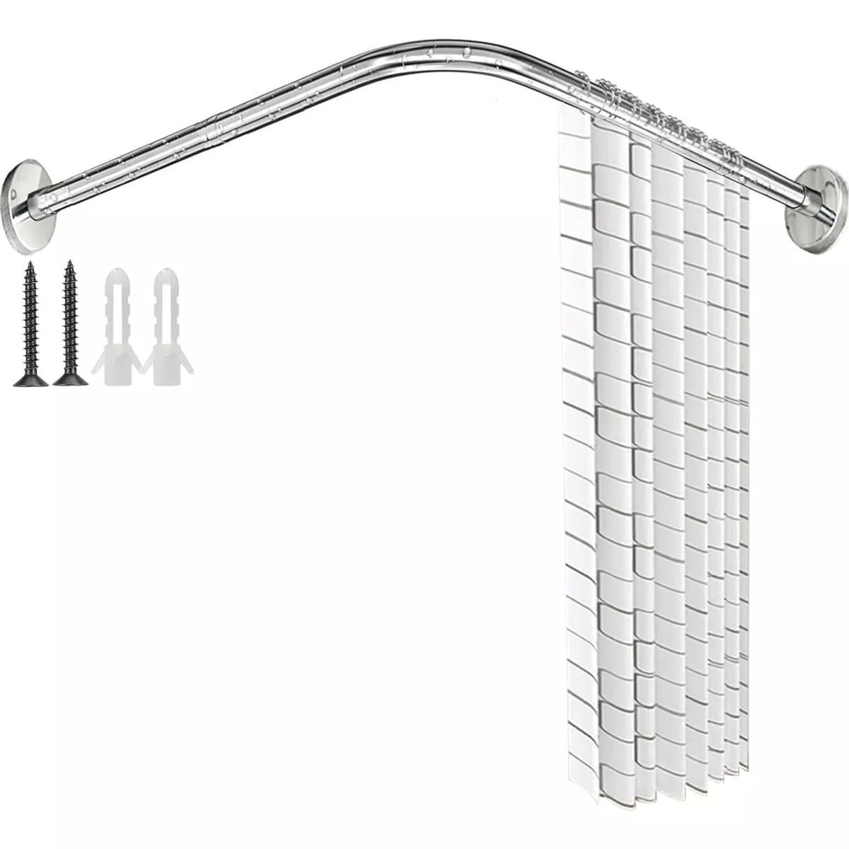 DEKANO - Acero inoxidable Barra Extensible Cortina Ducha Esquina En U 60-95cm