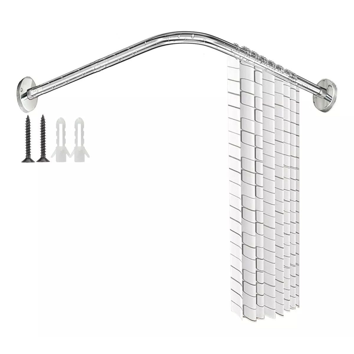 DEKANO - Acero inoxidable Barra Extensible Cortina Ducha Esquina En U 60-95cm