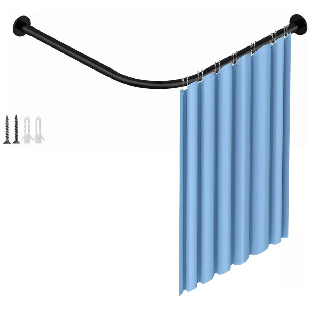 DEKANO - Barra Extensible Cortina Ducha Esquina En U 60-95cm negro