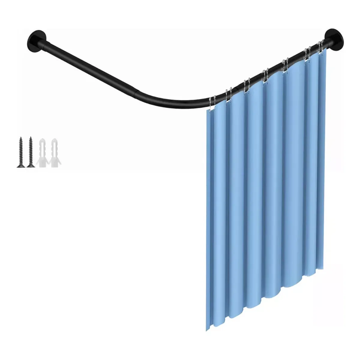 DEKANO - Barra Extensible Cortina Ducha Esquina En U 60-95cm negro