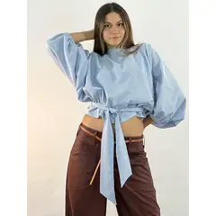 MARA MORE - BLUSA KIMONO DENIM LISTADA