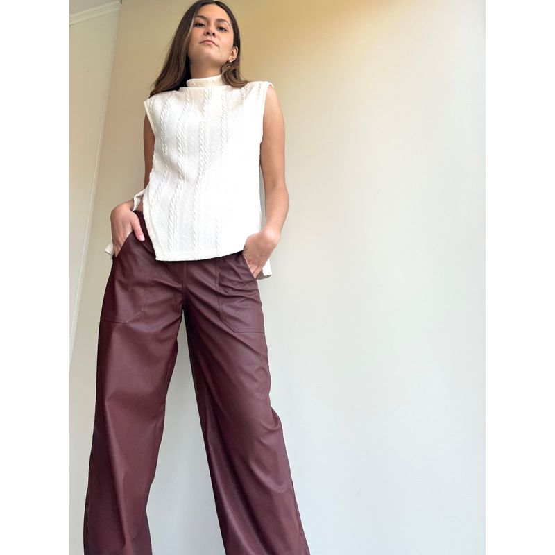 MARA MORE - PANTALON MOM ECOCUERO CHCOLATE MARA MORE