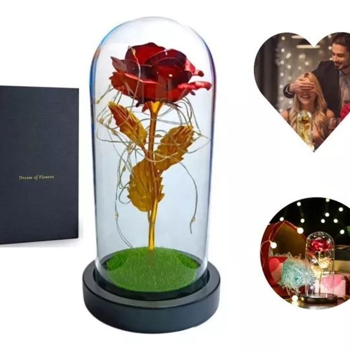 KUANGYE - Rosa Eterna Rosa Bella Y Bestia Rosa Artificial Regalo Roja