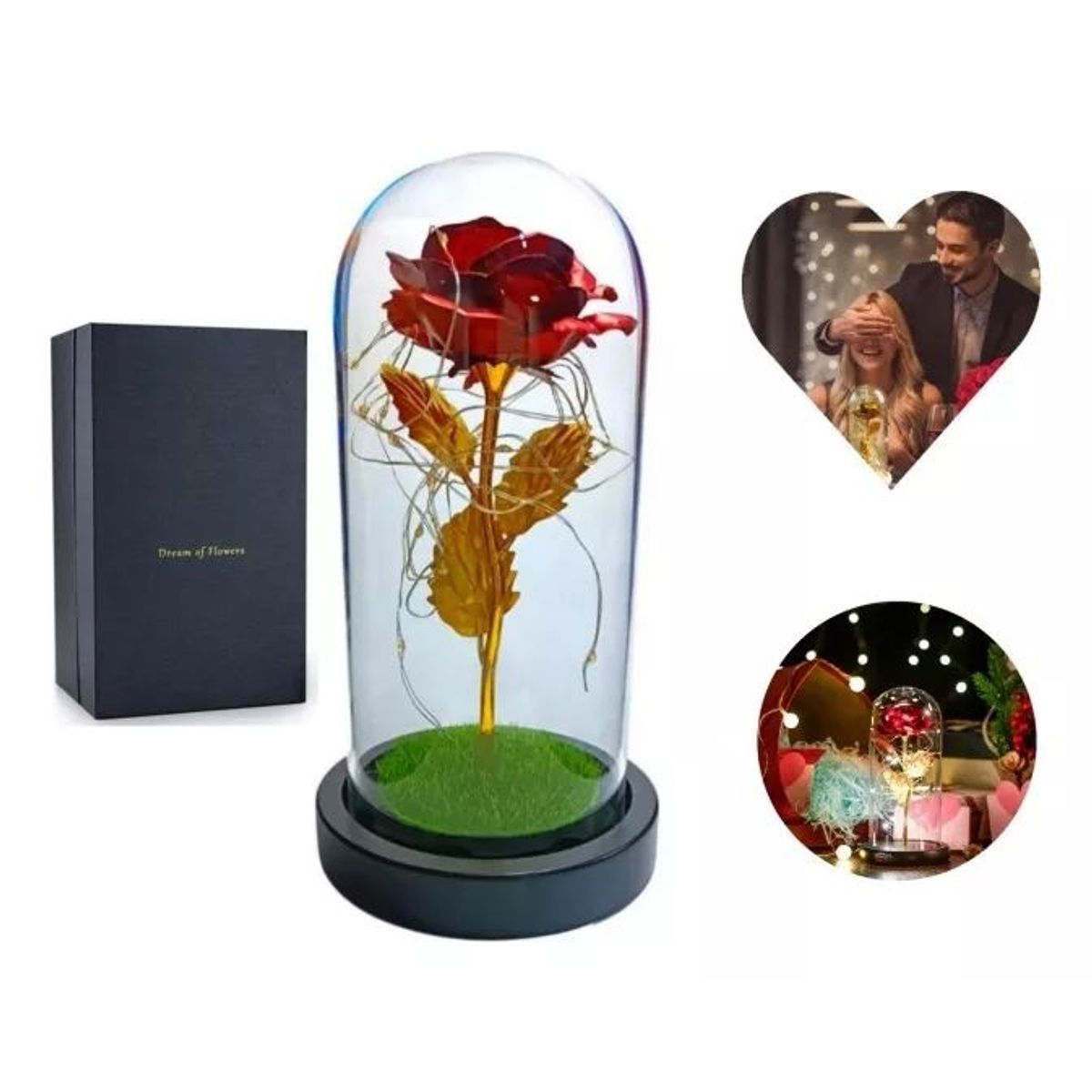 KUANGYE - Rosa Eterna Rosa Bella Y Bestia Rosa Artificial Regalo Roja