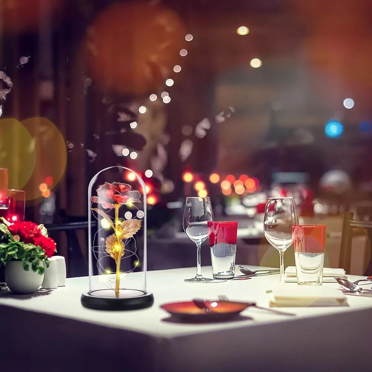 KUANGYE - Rosa Eterna Rosa Bella Y Bestia Rosa Artificial Regalo Roja