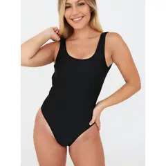 DAIKIRI BIKINIS - Daikiri Traje de Baño Mujer Negro Deportivo Control Abdomen Factor UV