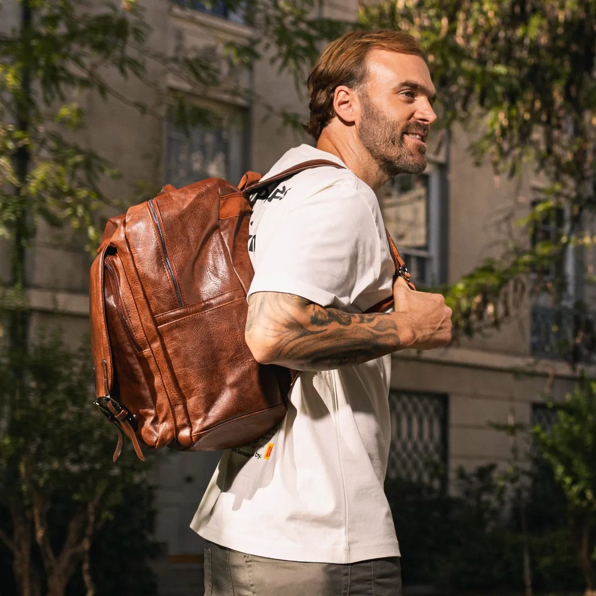 MV MOVAC - Mochila MOVAC Urban Cuero Ecológico Impermeable de Gran Capacidad