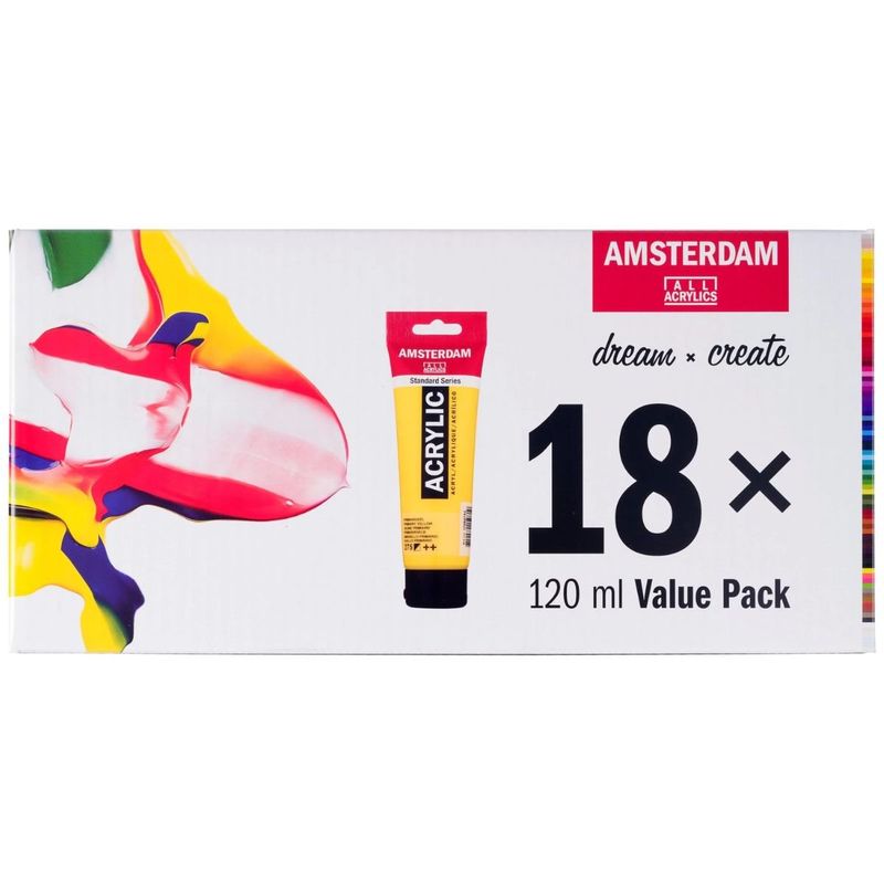 AMSTERDAM - Pack 18 Colores Acrílico Amsterdam 120ml Serie Standard