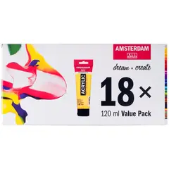 AMSTERDAM - Pack 18 Colores Acrílico 120ml Serie Standard