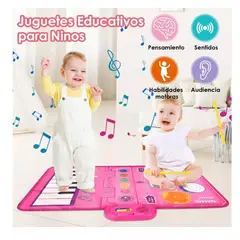 GENERICO - Alfombra Musical Piano Y Tambor Rosa Juguete Niñas