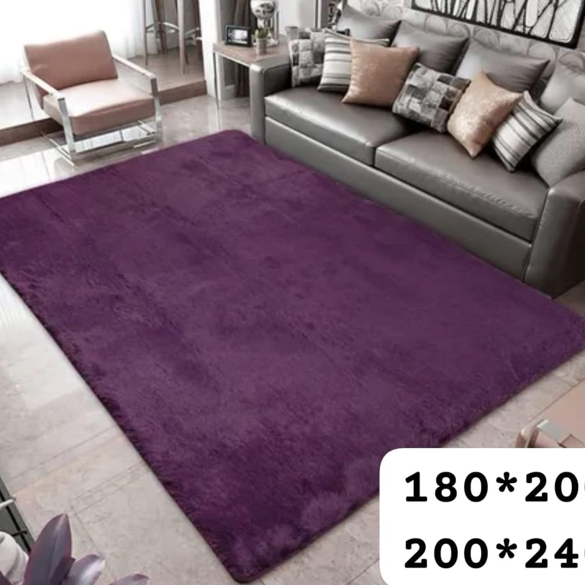 GENERICO - alfombra peluda tipo shaggy 180x200cm